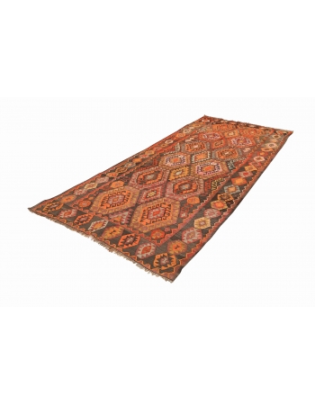 Unique Vintage Turkish Kars Kilim Rug - 5`10