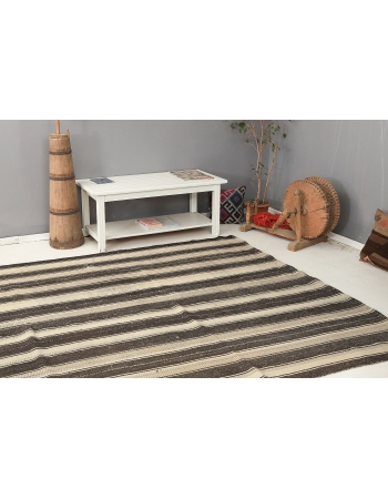 Striped Large Vintage Kilim Rug - 7`3