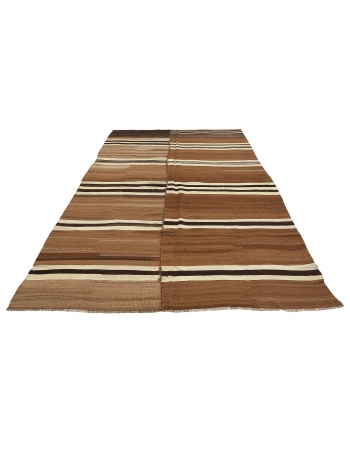 Brown Striped Vintage Kilim Rug - 6`2