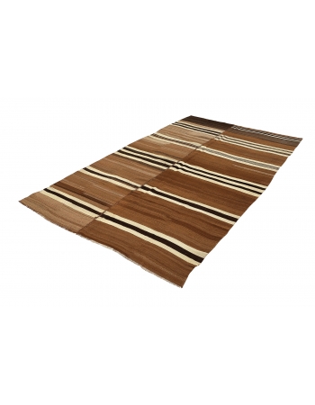 Brown Striped Vintage Kilim Rug - 6`2