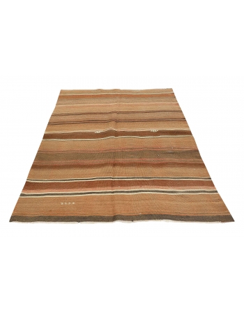 Vintage Brown Kars Kilim Rug - 4`9