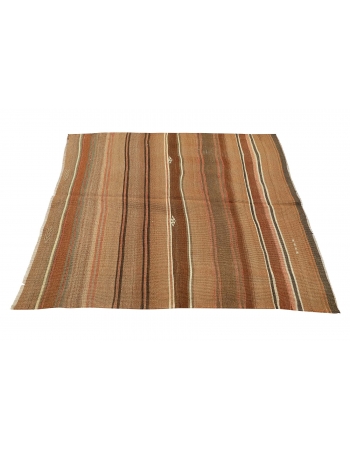 Vintage Brown Kars Kilim Rug - 4`9