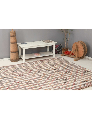 Embroidered Vintage Turkish Kilim - 6`8