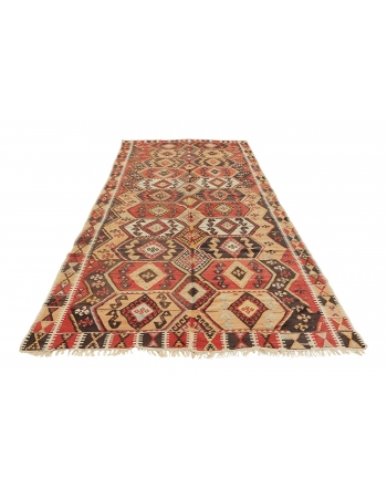 Vintage Decorative Turkish Kilim Rug - 5`7