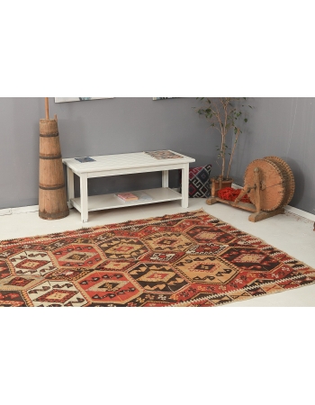 Vintage Decorative Turkish Kilim Rug - 5`7