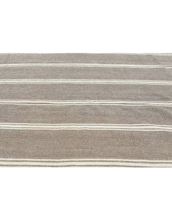 Large Gray & White Striped Kilim Rug - 10`0