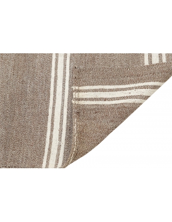 Large Gray & White Striped Kilim Rug - 10`0