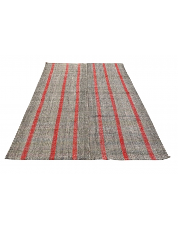 Red & Gray Vintage Kilim Rug - 5`11
