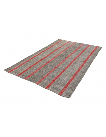 Red & Gray Vintage Kilim Rug - 5`11