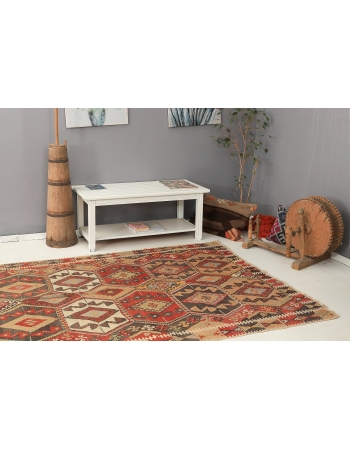 Large Vintage Decorative Turkish Kilim - 5`8