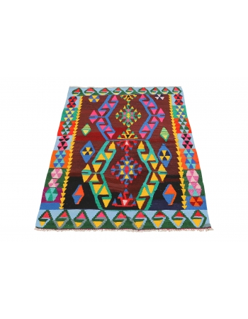 Colorful Small Vintage Kilim Rug - 2`10