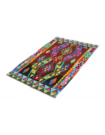 Colorful Small Vintage Kilim Rug - 2`10