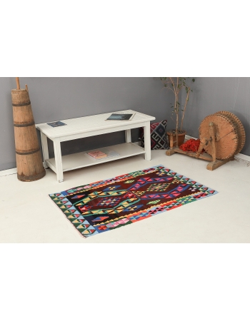 Colorful Small Vintage Kilim Rug - 2`10