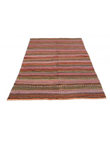 Colorful Vintage Striped Kilim Rug - 4`9