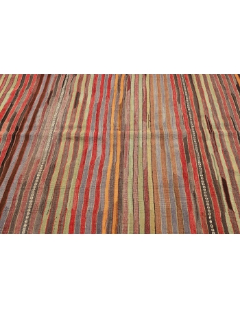 Striped Vintage Turkish Kilim Rug - 4`11