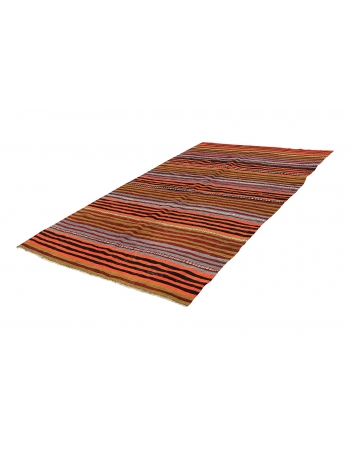 Vintage Turkish Striped Kilim Rug - 5`7