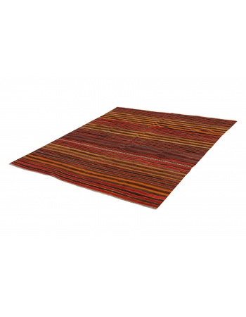 Striped Vintage Turkish Kilim Rug - 5`2