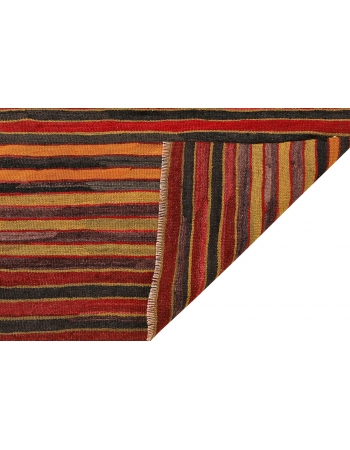 Striped Vintage Turkish Kilim Rug - 5`2