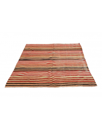 Decorative Turkish Vintage Striped Kilim - 5`9