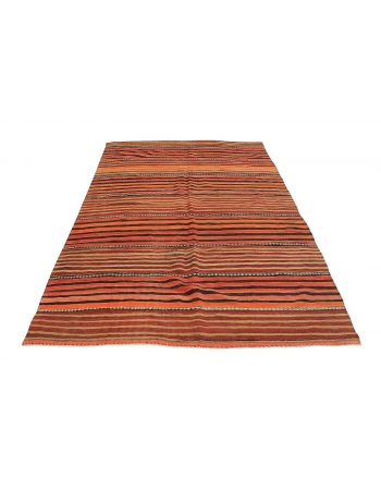 Striped Turkish Vintage Kilim Rug - 5`2