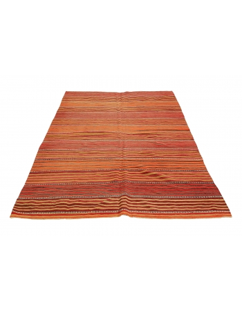 Vintage Striped Turkish Kilim Rug - 4`9