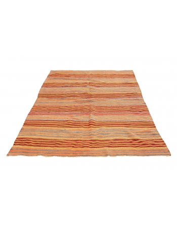 Orange & Green Striped Vintage Kilim - 5`1