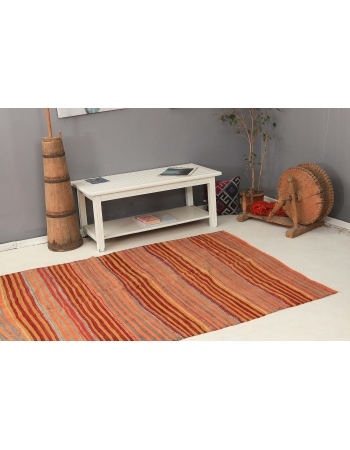 Orange & Green Striped Vintage Kilim - 5`1