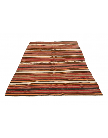 Striped Decorative Vintage Kilim Rug - 5`6