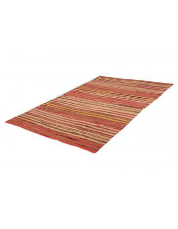 Striped Vintage Turkish Kilim Rug - 4`7