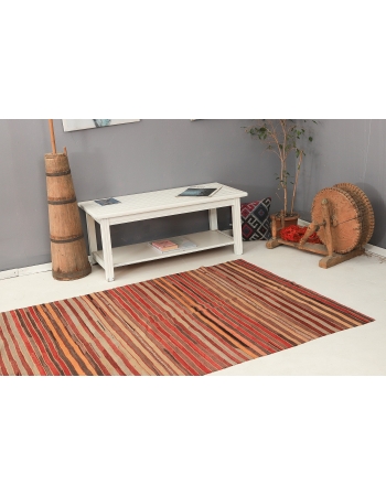 Striped Vintage Turkish Kilim Rug - 4`7