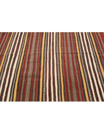 Striped Vintage Turkish Kilim Rug - 5`1