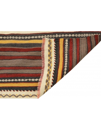 Striped Vintage Turkish Kilim Rug - 5`1