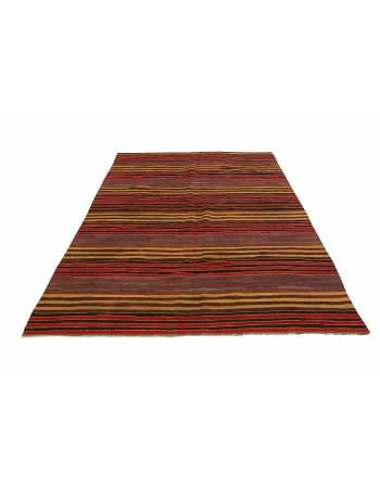 Striped Vintage Turkish Kilim Rug - 5`4