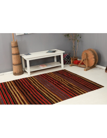 Striped Vintage Turkish Kilim Rug - 5`4