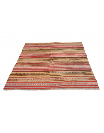 Decorative Striped Vintage Kilim Rug - 5`3