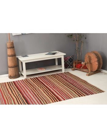 Decorative Striped Vintage Kilim Rug - 5`3