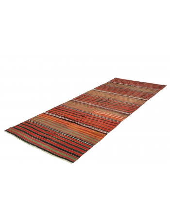 Red & Green Striped Vintage Kilim Rug - 4`3