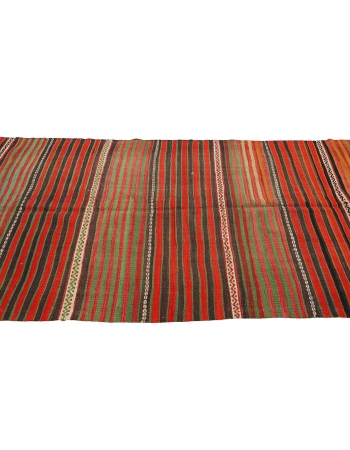 Red & Green Striped Vintage Kilim Rug - 4`3