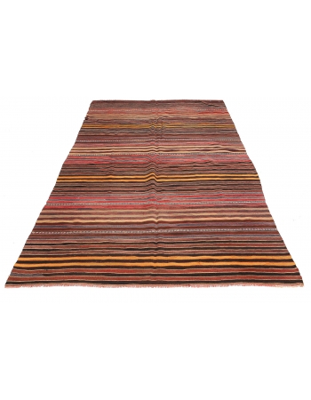 Striped Turkish Vintage Kilim Rug - 5`3