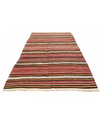 Striped Turkish Vintage Kilim Rug - 5`9