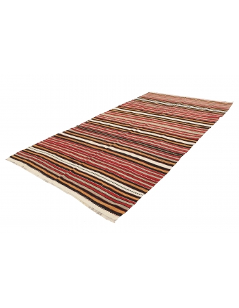 Striped Turkish Vintage Kilim Rug - 5`9