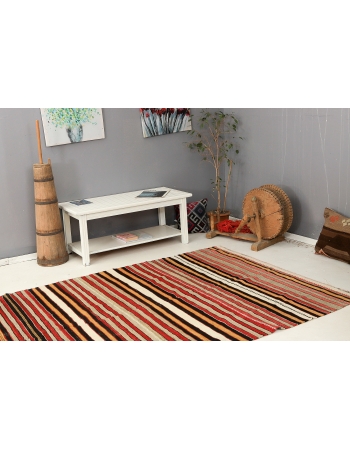 Striped Turkish Vintage Kilim Rug - 5`9