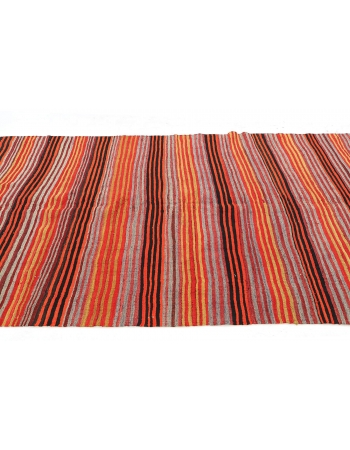 Vintage Orange Striped Kilim Rug - 5`6