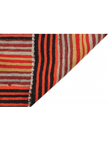 Vintage Orange Striped Kilim Rug - 5`6