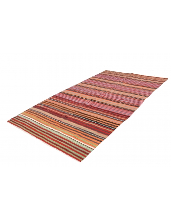 Vintage Turkish Striped Kilim Rug - 5`6