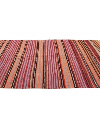 Vintage Turkish Striped Kilim Rug - 5`6