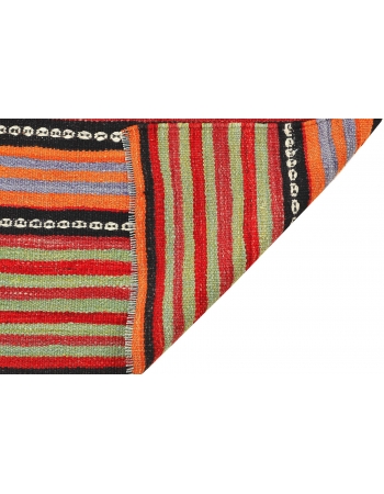 Vintage Turkish Striped Kilim Rug - 5`6