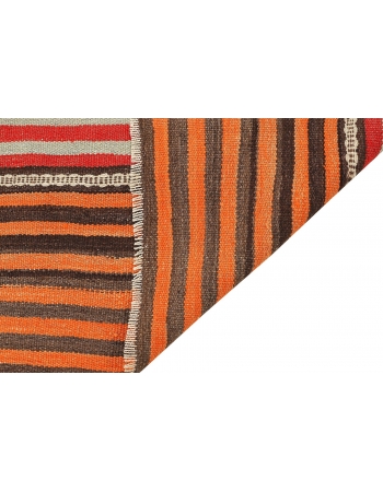 Orange Striped Vintage Kilim Rug - 5`3