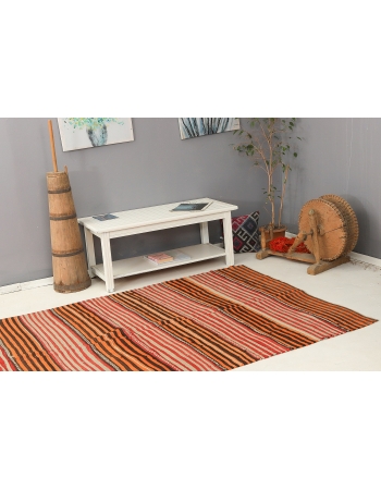 Orange Striped Vintage Kilim Rug - 5`3