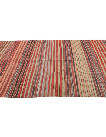 Striped Vintage Turkish Kilim Rug - 5`2